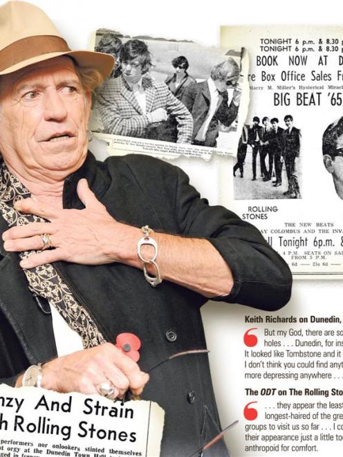 British musician Keith Richards hams it up in a London bookstore this week. Top: The Rolling...