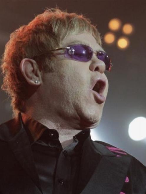 British singer Elton John performs on stage in Riga, Latvia earlier this month. Photo by Reuters.