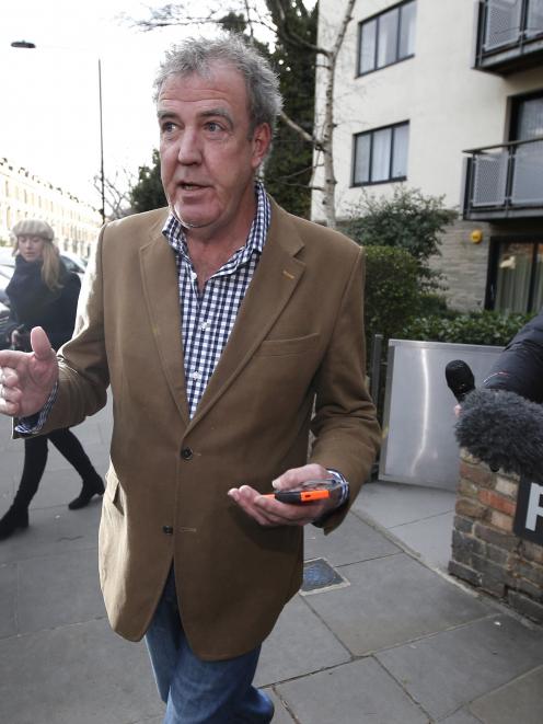 British television presenter Jeremy Clarkson leaves his home in London. Photo by Reuters.