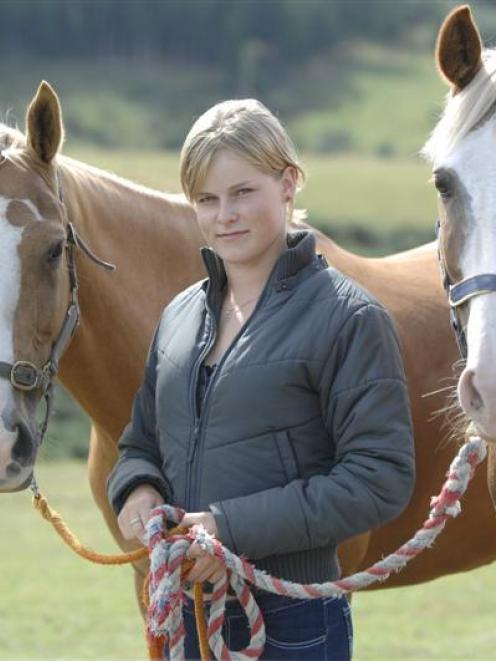 Brittany Whelan (17) with her horses, Repias Super Blond (left) and Kabo So Far, at her Brighton...
