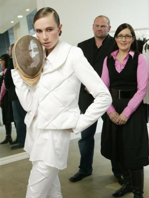 Brooke Anderson models an Alexandra Owen creation made from Dunedin company Gimono's Fortitude...