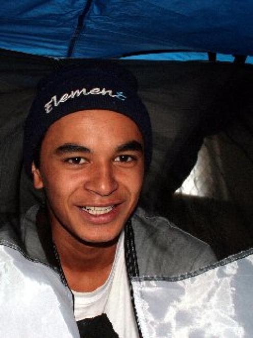 Buddah Haua-Kereopa, of Te Hou Ora's mentoring programme, tries out one of the new tents that...