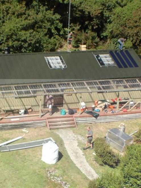 Calder Stewart's Solar Rib roof is installed at Dumpling Hut, on the Milford Track, last month....