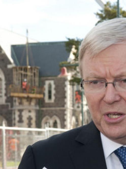 The Hon Kevin Rudd MP, Foreign Minister of Australia after a tour of the CBD, following the 6.3...