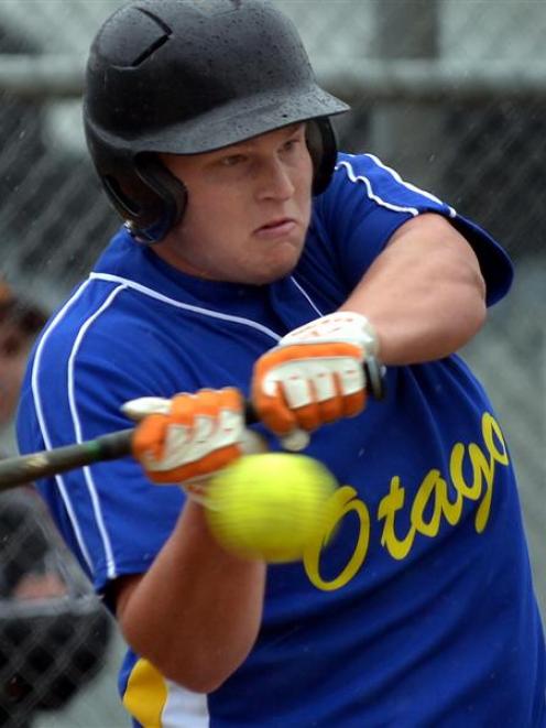 Cam Watts tries to get Otago's offence going during the Bates Shield softball match against...