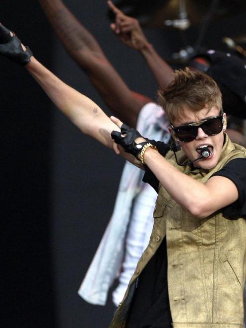 Canadian singer Justin Bieber performs during the MTV World Stage Live in Malaysia in Kuala...