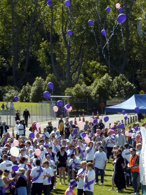 Cancer survivors release balloons at the start of the 2007 Relay for Life at Logan Park, Dunedin....
