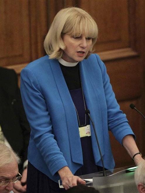 Canon Rosie Harper speaks at the Assembly Hall of Church House, during a meeting of the General...
