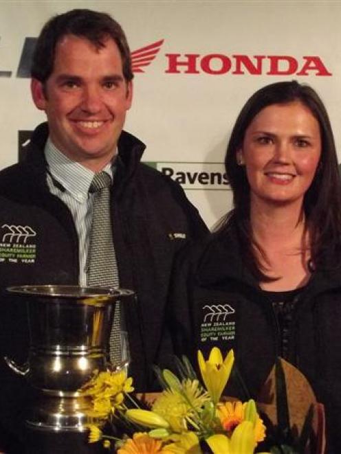 Canterbury North Otago sharemilker-equity farmer of the year winners Morgan and Hayley Easton,...