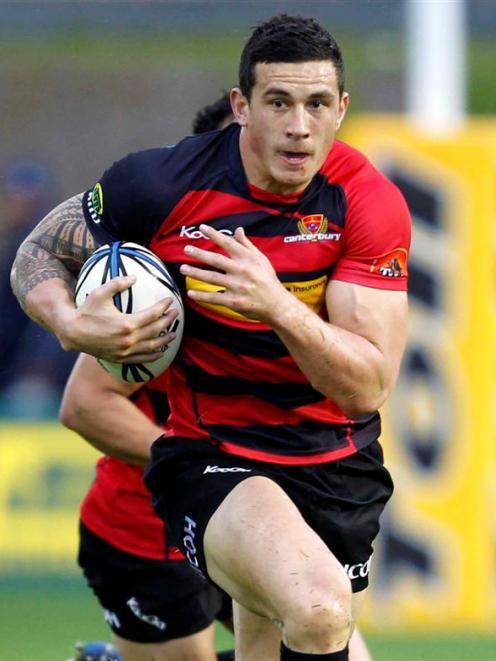 Canterbury's Sonny Bill Williams makes a break against Northland during an ITM Cup rugby match....