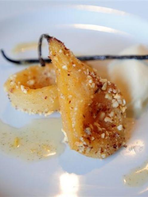 Caramelised pears with hazelnut butter. Photo by Craig Baxter.