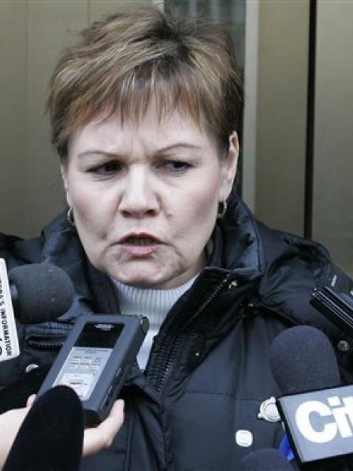 Carol deDelley, mother of victim Tim McLean, speaks to reporters outside the Law Courts in...