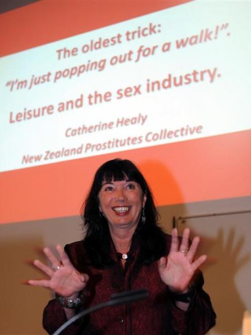 Catherine Healy, New Zealand Prostitutes Collective national co-ordinator, speaks in Dunedin...