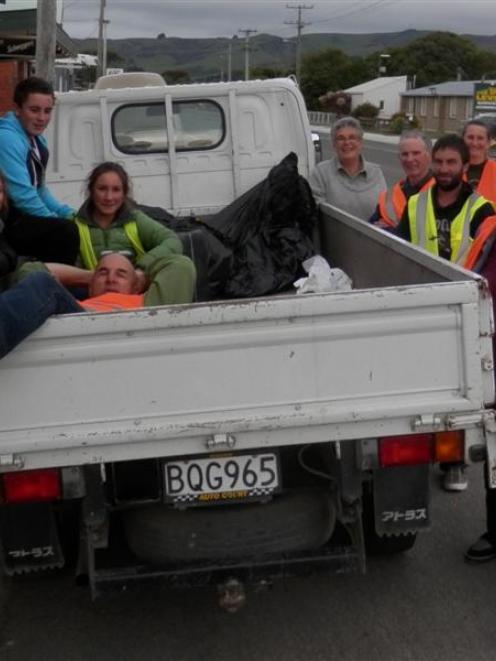 Catlins Promotions members (from left) Paddy Chrisp (lying down), Jessie Clark, Taylor Clark,...