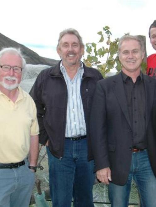 Celebrating Gibbston Valley Winery's 25th harvest are (from left) founder Alan Brady, majority...