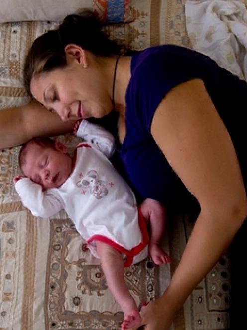 Celeste Diaz with her newborn son, Tane. Photo / Dean Purcell.