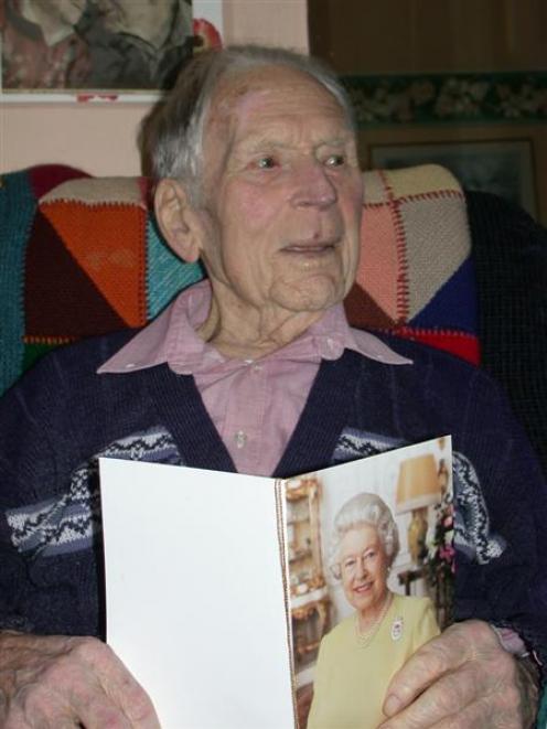 Centenarian Alfred Gaze, of Oamaru, who celebrates his 100th birthday today at Totara Lodge,...