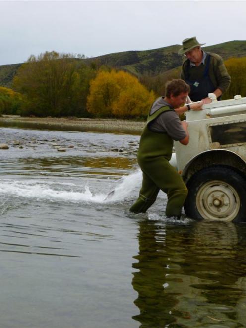 Central South Island Fish and Game field officer Jade Couper (foreground) and Waitaki Riparian...