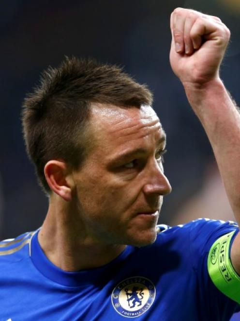 Chelsea's John Terry acknowledges fans after the Europa League quarter-final second leg match...