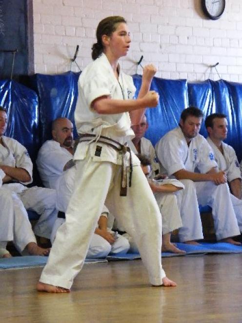 Cheyanne Martin (14), of Timaru, works towards her black belt in Seido karate at the Timaru...
