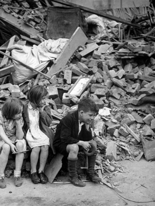Children from an eastern suburb of London, who have been made homeless by the random bombs of the...