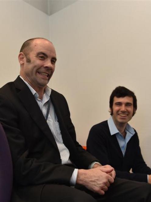 Chorus head of sales Mark Tod (left) and Co. Starters founder Enoch Elwell hope Dunedin's budding...