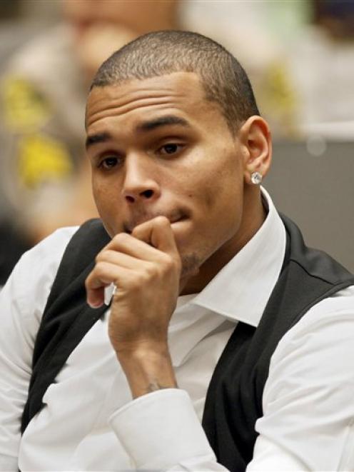 Chris Brown appears at a hearing, Thursday, August 26, 2010. Photo by AP.