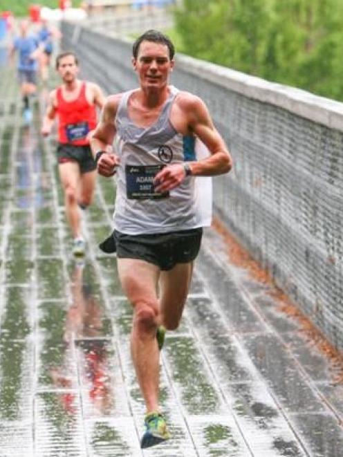 Christchurch's Adam Jaques on his way to winning the Queenstown International Marathon half...