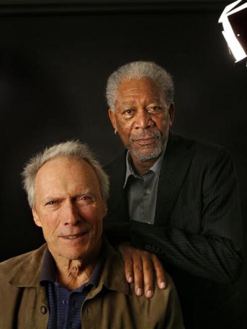 Clint Eastwood (left) and Morgan Freman. Photo by the LA Times.