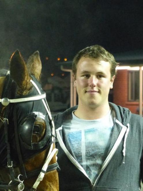 Co-owner Matthew Cross with Lady Mackendon after her maiden win at Forbury Park last night. Photo...