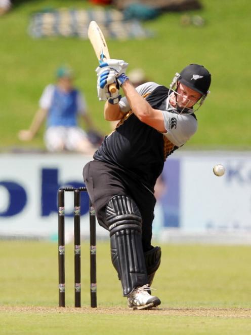 Colin Munro hits out during the T20 tour match between South Africa A and New Zealand in...