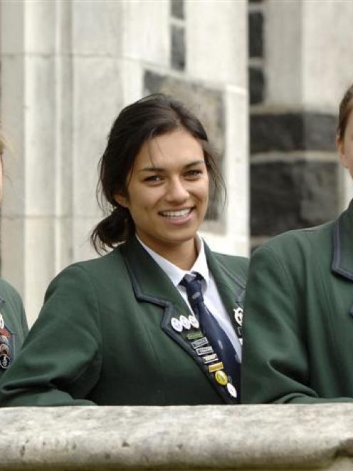 Columba College, Dunedin, pupils (from left) Laura Manson, Natasha Keillor and Erin Wilson have...