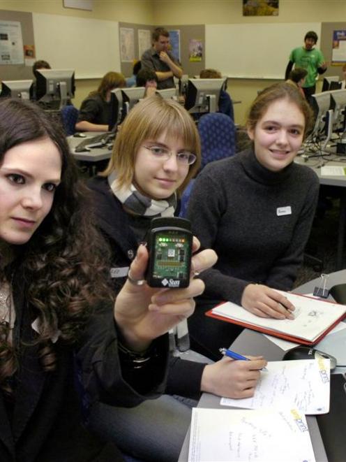 Columba College pupils Amy Anderson, Lee White and Anna Fields hope their idea of using "Sun Spot...