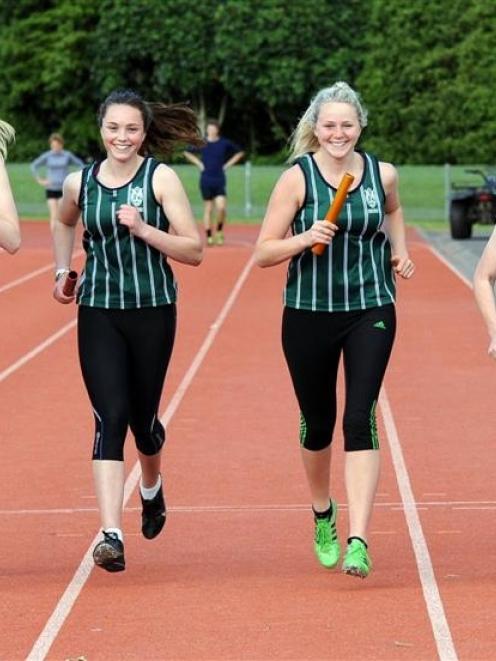 Columba College relay runners (from left) Analise Cowie, Laura Saville, Zoey Flockton and Maddy...