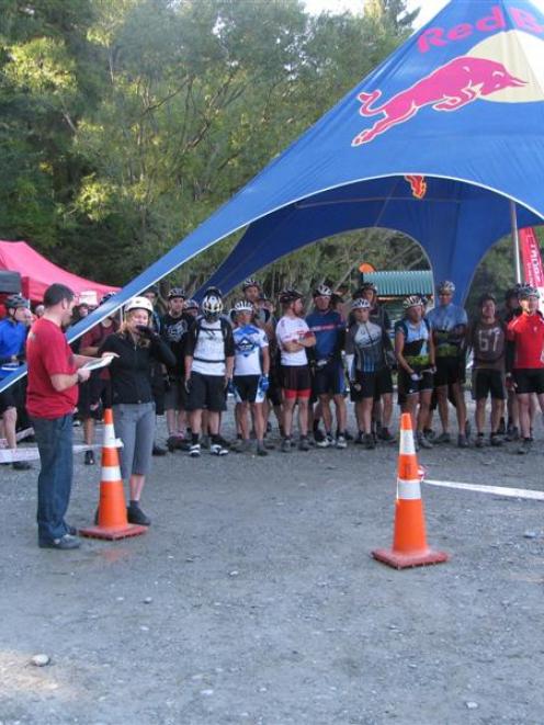 Competitors at the start-line of the Queenstown Mountain Bike Club's 7 X 7 endurance cross...