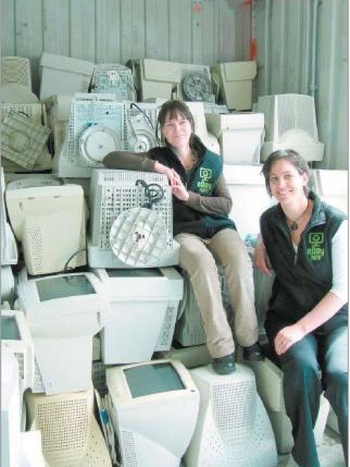 Computer collection: Waste strategy officer Catherine Broad (left) and eDay co-ordinator Roslyn...