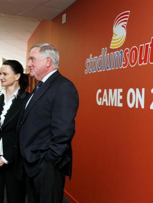 Contemplating the future of Stadium Southland in Invercargill yesterday are (from left) stadium...