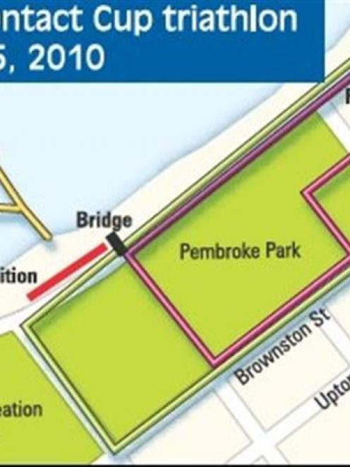Course for the Contact Cup triathlon. ODT graphic.