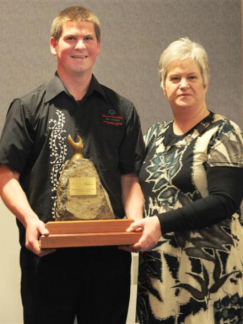 Craig Torrance and Carol Melville, of Special Olympics New Zealand Otago Club, with the...