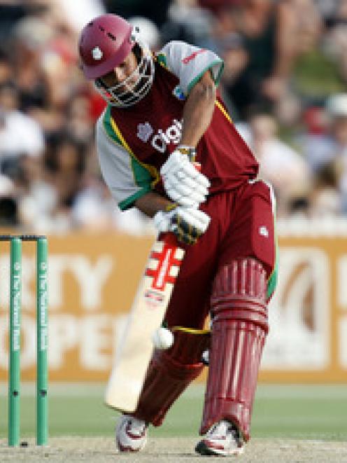 West Indies Ramnaresh Sarwan in action against New Zealand