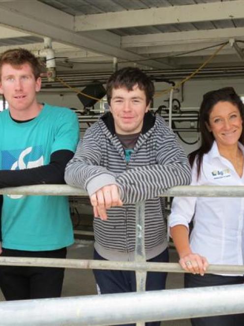 Dairy farmer Chris Peat (left), of Outram, supports Taieri College's Primary Industry Trades...