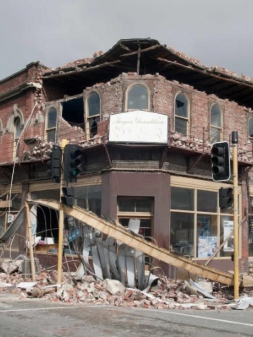 Damage to the commercial heart of Sydenham, Colombo Street South where buildings have yet to be...