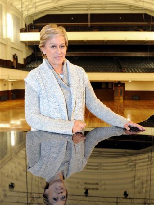 Dame Kiri Te Kanawa takes a break from rehearsal in the Dunedin Town Hall yesterday. Photo by...