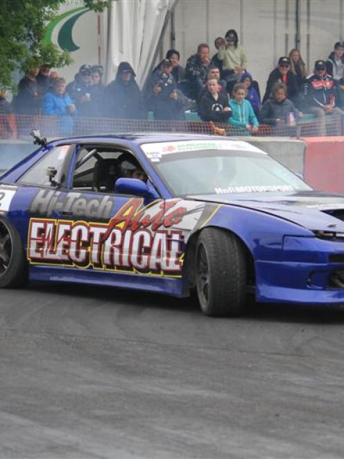 Dan Robinson, of Christchurch, impresses during one of several drifting  features at Waimate on...