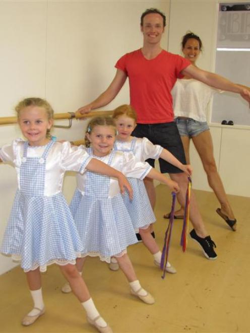 Dance Wanaka pupils (from front) Mia Culpitt, Elizabeth Pell and Isla Taylor (all 5) with Royal...