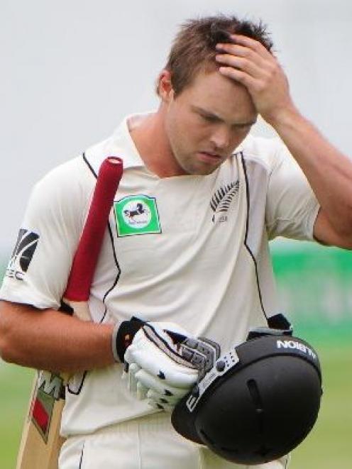 Daniel Flynn walks off after being dismissed. Photo by Craig Baxter