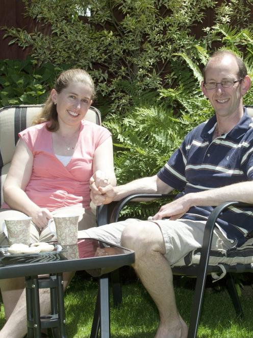 David Bain and fiancee Liz Davies relax in the garden of their Christchurch home. Photo by Herald...