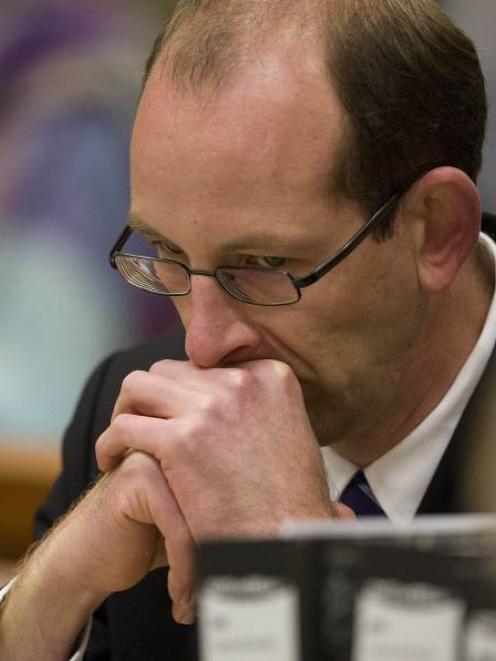 David Bain listens to evidence yesterday. Photo Pool