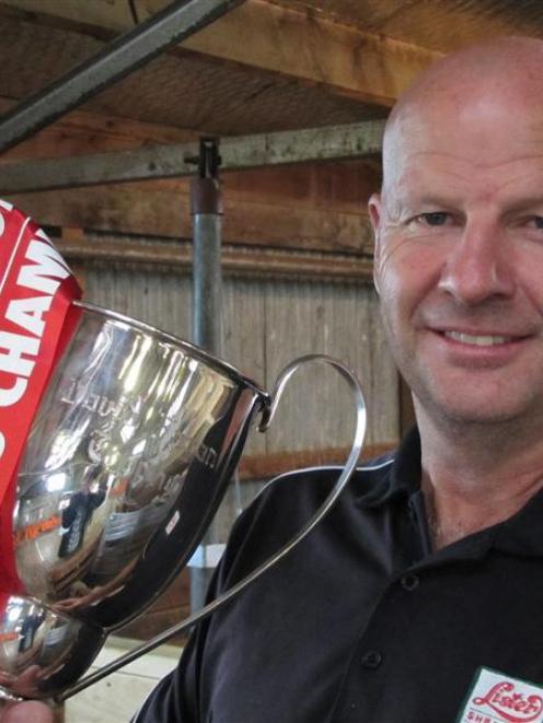 David Fagan  after winning his 18th  Otago Shears title in Balclutha on Saturday. Photo supplied.