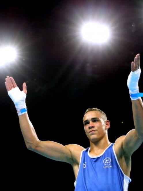 David Nyika celebrates his victory over Kennedy St Pierre. Photo by Alex Livesey/Getty Images